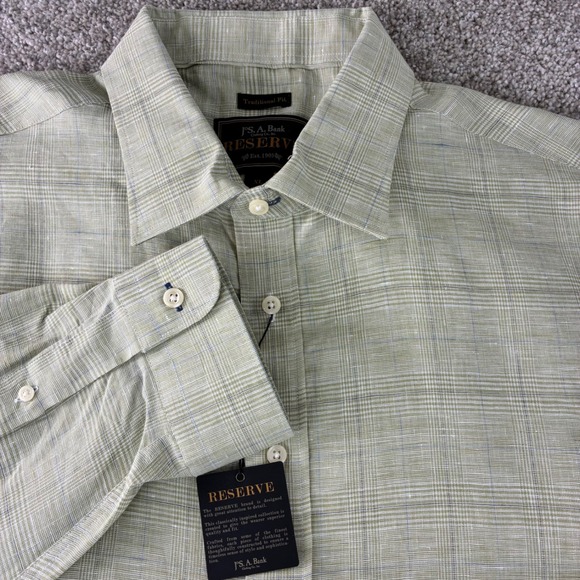 Jos. A. Bank Other - NWT Jos A Bank Reserve Mens XL Linen Plaid Button Up Dress Shirt Traditional Fit